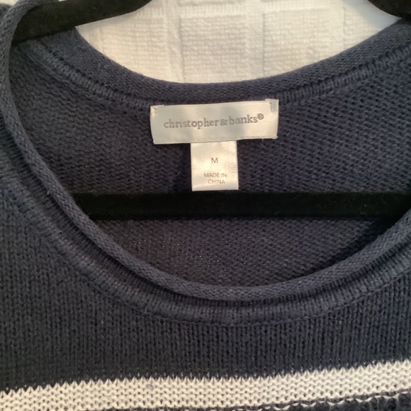 Christopher Banks Ladies Pullover Sweater Blue/Green/White Size M - Picture 3 of 5